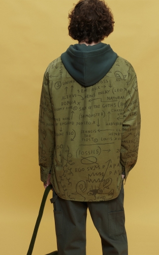 杰克琼斯BSQ联名款秋季新款灯芯绒肌理涂鸦纯棉宽松长袖衬衫男款 商品图3