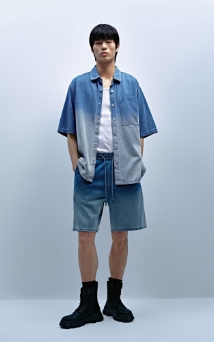 杰克琼斯夏季新款宽松翻领领口衣身渐变设计舒适潮流衬衫短袖男装 商品图2