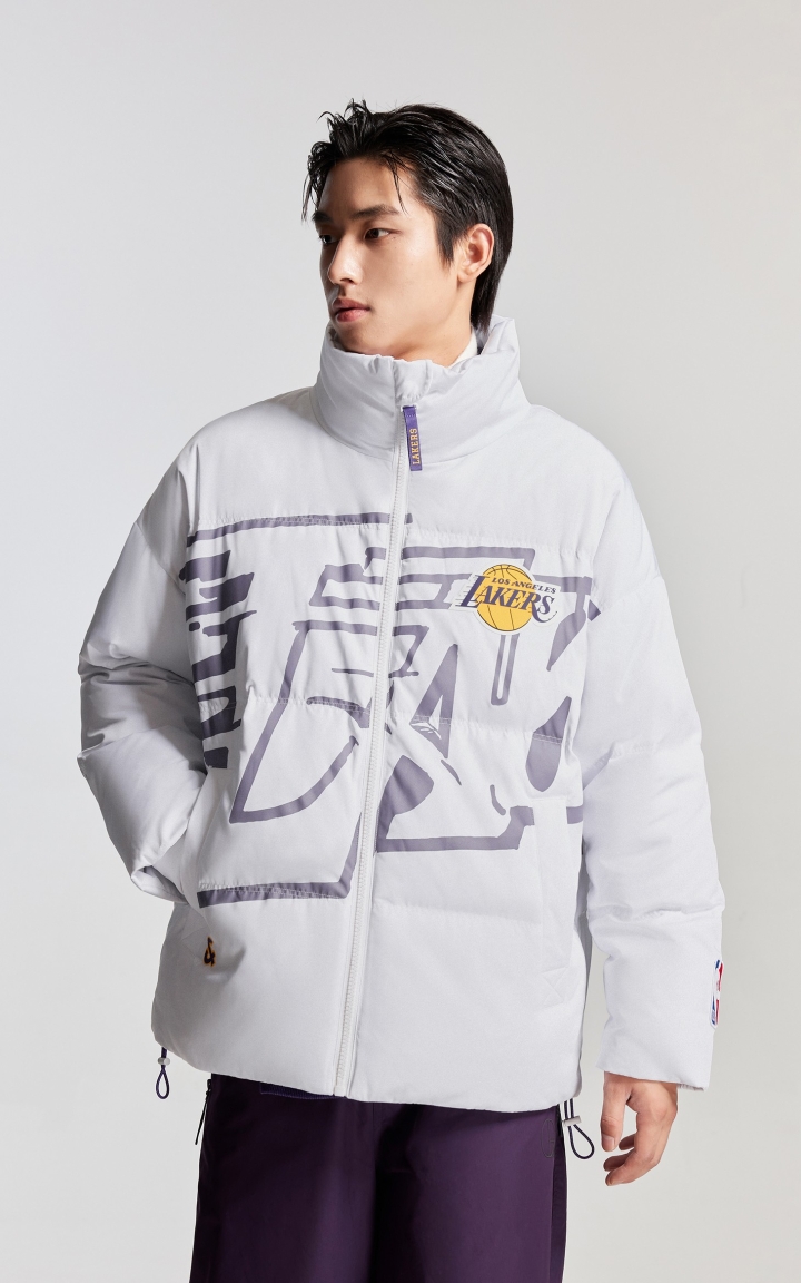 杰克琼斯冬季NBA联名湖人队休闲百搭贴布立领保暖羽绒服外套男装 商品大图