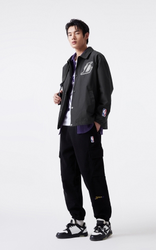 杰克琼斯冬季新款NBA联名湖人队翻领羽绒服外套按扣门襟男装 商品图2