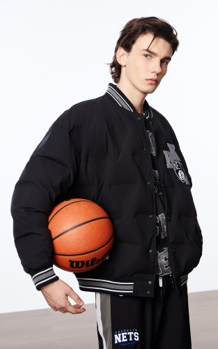 杰克琼斯春季新款NBA联名篮网队宽松棒球服运动羽绒服外套男装 商品图1