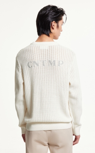 杰克琼斯春季新款百搭舒适亲肤休闲字母刺绣罗纹圆领纯色毛衣男款 商品图3