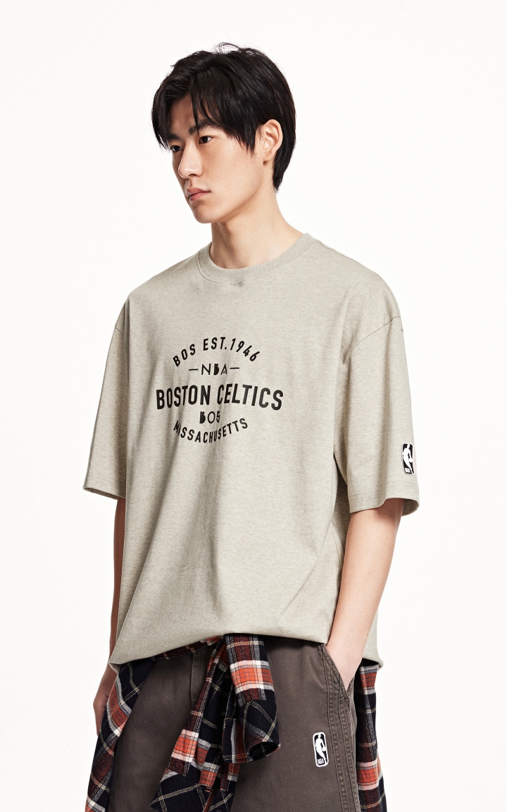 杰克琼斯男装NBA联名款夏季新款凯尔特人队立体字母纯棉短袖T恤 商品大图