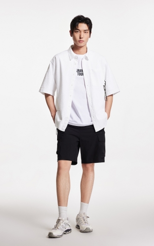 杰克琼斯男装夏季潮流舒适百搭简约风时尚宽松泡泡纱上衣衬衫短袖 商品图2