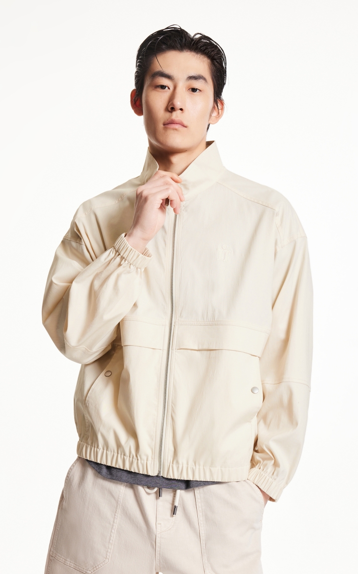 杰克琼斯夏季新款时尚百搭纯色刺绣拉链宽松立领夹克外套上衣男装 商品大图