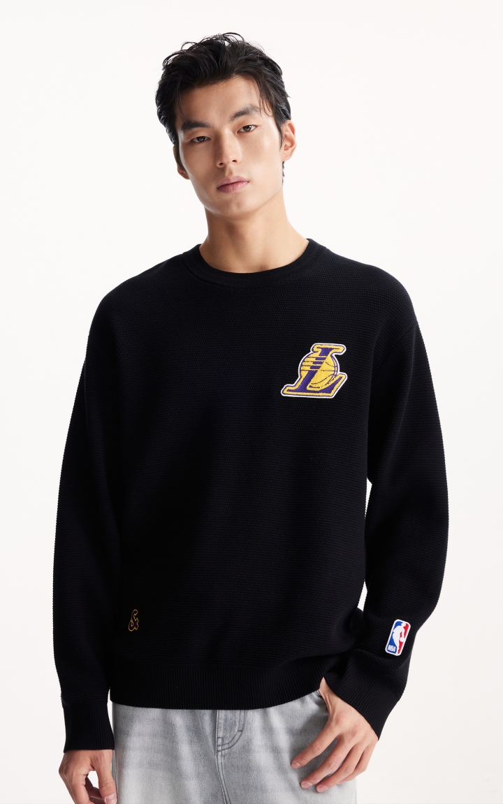 杰克琼斯男装毛衣针织衫NBA联名款字母贴布略宽松时尚百搭潮流 商品大图