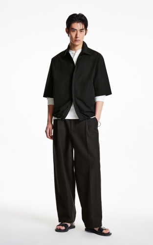 杰克琼斯夏季款男士短袖夹克翻领拉链门襟工装口袋底摆抽绳外套男 商品图2