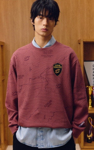 杰克琼斯NBA联名男装卫衣秋季新款时尚满印圆领宽松休闲上衣 商品图1