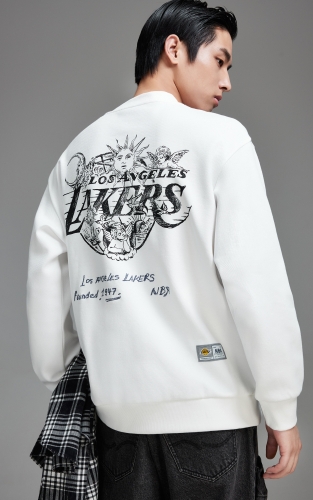 杰克琼斯秋季新款NBA联名湖人队略宽松贴布装饰潮流圆领卫衣男款 商品图3