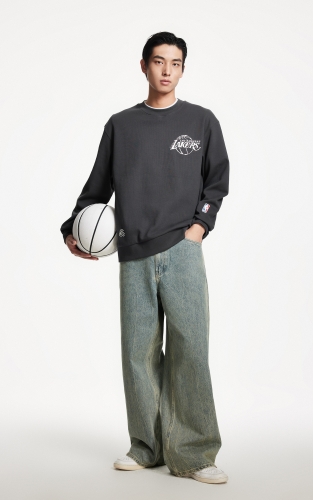 杰克琼斯秋季新款NBA联名湖人队略宽松贴布装饰潮流圆领卫衣男款 商品图2