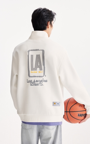 杰克琼斯秋季新款NBA联名款湖人队刺绣贴布时尚潮流运动立领卫衣 商品图3