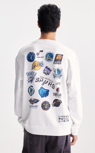 杰克琼斯男装NBA联名长袖卫衣上衣宽松时尚潮流球队图案印花款 商品图3