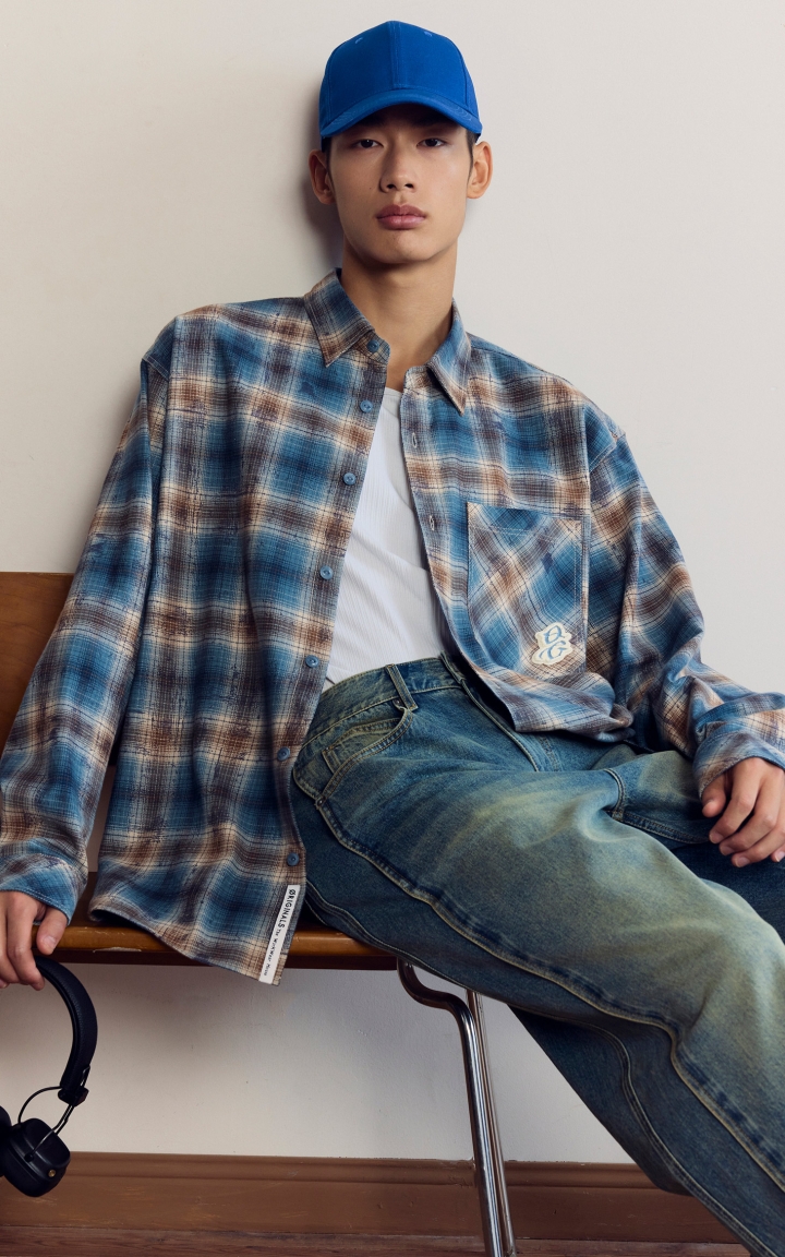 杰克琼斯2025年新款男生秋季衣身格纹衬衫纯棉长袖质感百搭上衣 商品大图