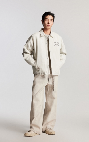 杰克琼斯春季宽松翻领刺绣潮流字母胶印纯棉舒适棉服棉衣外套男装 商品图2