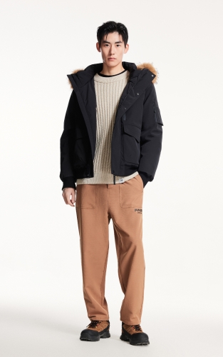 【AT系列】杰克琼斯羽绒服冬季新款宽松抽绳连帽可拆卸毛领外套 商品图2