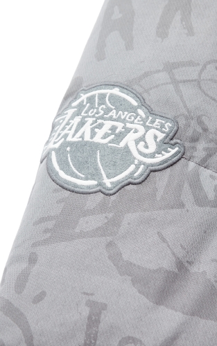杰克琼斯NBA联名湖人队男装冬季羽绒服宽松立领满印运动风外套 商品图4