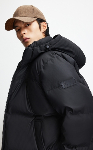 杰克琼斯男装羽绒服冬季新款印花简约纯色抽绳连帽宽松保暖外套 商品图4