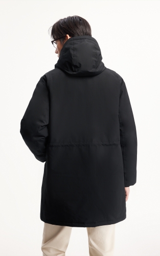 杰克琼斯男装冬季羽绒服中长款假两件连帽口袋日常通勤款纯色外套 商品图3