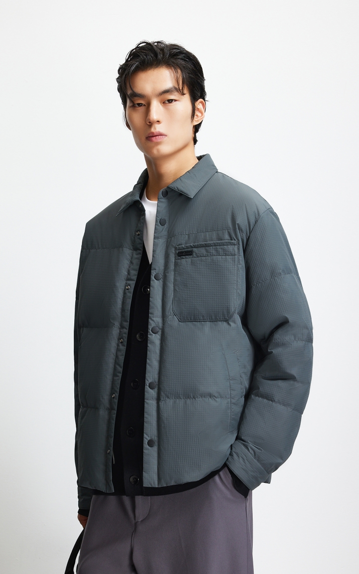 杰克琼斯男装羽绒服冬季新款简约纯色时尚贴袋翻领多色保暖外套 商品大图