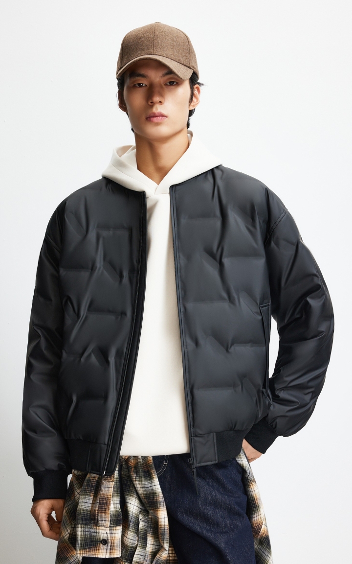 杰克琼斯男装羽绒服冬季新款简约纯色棒球领宽松休闲保暖外套上衣 商品大图