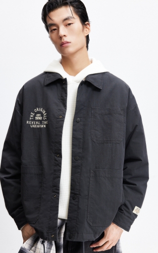杰克琼斯男装冬季新款时尚字母胶印休闲复古宽松翻领羽绒服外套 商品图1