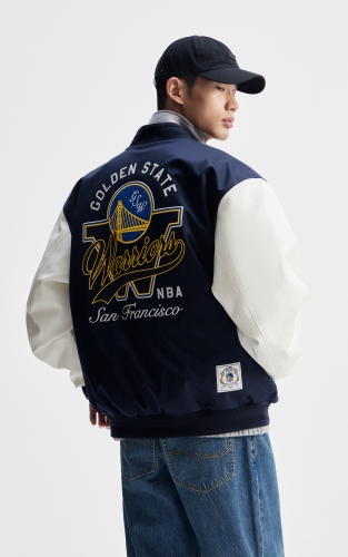 杰克琼斯NBA联名2025年冬季新款男装羽绒服宽松棒球领外套上衣 商品图3