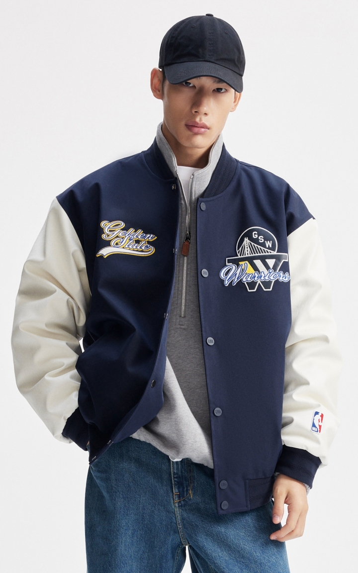 杰克琼斯NBA联名2025年冬季新款男装羽绒服宽松棒球领外套上衣 商品大图