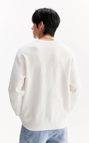 杰克琼斯男装秋冬新款字母刺绣提花舒适休闲宽松罗纹圆领毛针织衫 商品图3