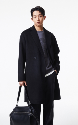 杰克琼斯男装毛呢大衣冬季新款潮流休闲简约纯色平驳领毛呢外套 商品图1