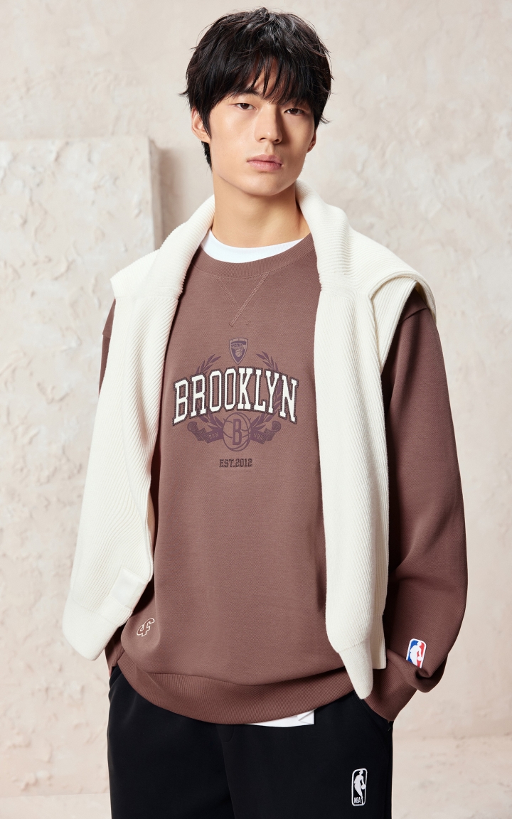 杰克琼斯男装秋季卫衣NBA联名款立体字母胶印刺绣贴布长袖上衣 商品大图