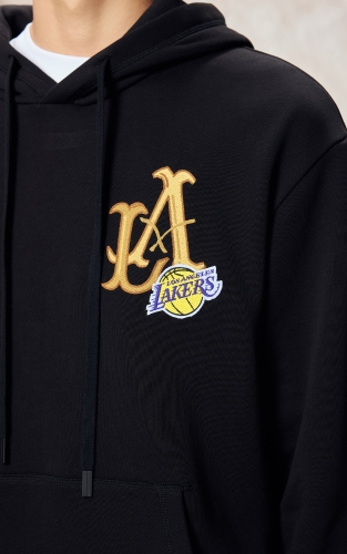 杰克琼斯男装秋季卫衣NBA联名款抽绳连帽刺绣胶印口袋长袖上衣 商品图4