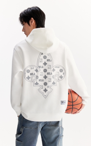 杰克琼斯NBA联名新奥尔良鹈鹕队男装冬季新款肌理感宽松连帽卫衣 商品图3