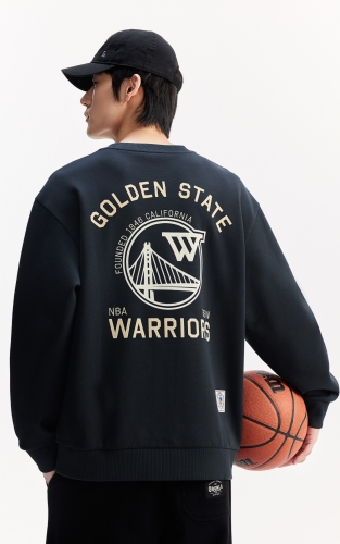 杰克琼斯NBA联名款勇士队男装冬季新款字母刺绣宽松休闲圆领卫衣 商品图3