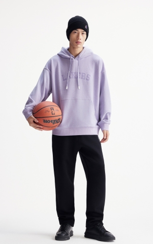 杰克琼斯NBA联名款洛杉矶队男装冬季新款连帽抽绳字母宽松卫衣 商品图2