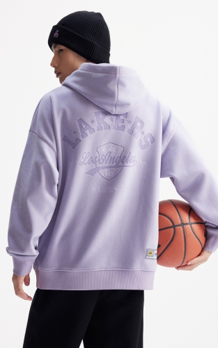 杰克琼斯NBA联名款洛杉矶队男装冬季新款连帽抽绳字母宽松卫衣 商品图3