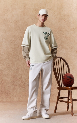 【NBA联名款雄鹿队】杰克琼斯男装春季T恤假两件刺绣圆领宽松 商品图2