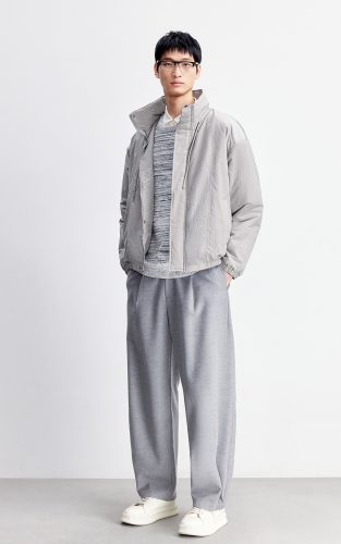 杰克琼斯男装棉服春季新款宽松立领简约纯色抽绳领口保暖外套上衣 商品图2