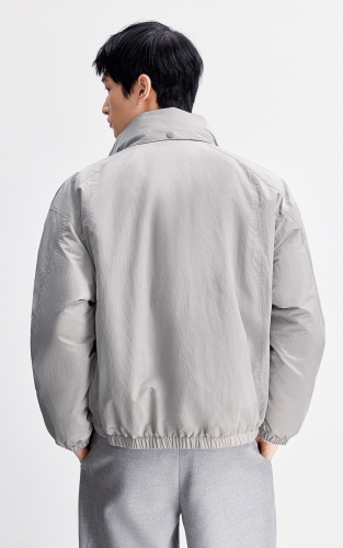 杰克琼斯男装棉服春季新款宽松立领简约纯色抽绳领口保暖外套上衣 商品图3