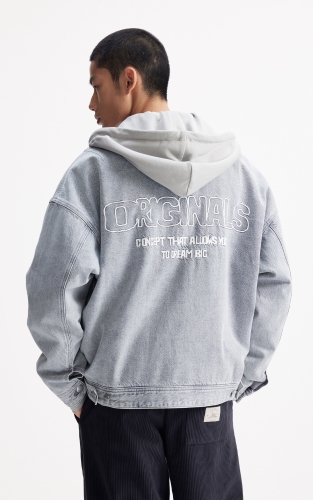 杰克琼斯男装春季棉服舒适日常百搭款字母刺绣可拆卸连帽上衣外套 商品图3