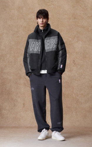 杰克琼斯NBA联名洛杉矶湖人队男羽绒服春季新款宽松立领保暖外套 商品图2