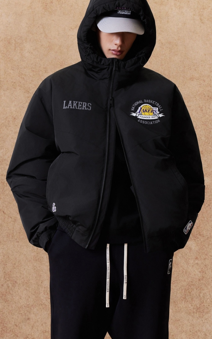 【NBA联名款湖人队】杰克琼斯男装春季羽绒服外套抽绳连帽宽松 商品大图
