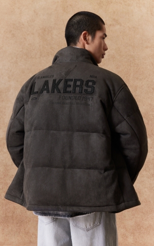 【NBA联名款湖人队】杰克琼斯男装春季羽绒服外套仿麂皮感磨毛 商品图3