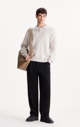 【羊毛混纺】杰克琼斯男生毛衣春季时尚经典刺绣舒适翻领针织衫上衣 商品图2