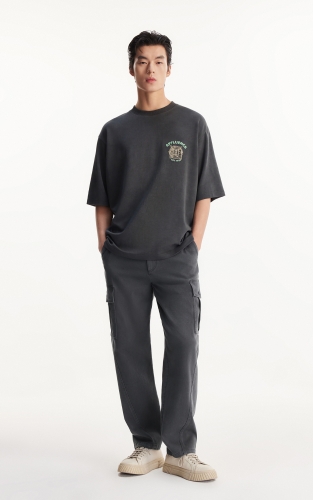 杰克琼斯男装春季休闲裤宽松裤腿摁扣工装口袋简约切割压褶设计 商品图2