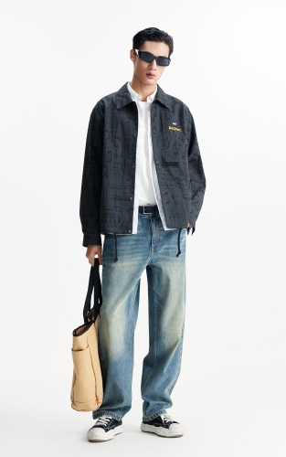 【BSQ联名】杰克琼斯男装春季新款时尚满印宽松休闲翻领夹克外套 商品图2