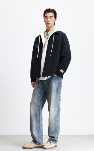 杰克琼斯男装春季羽绒服外套时尚字母胶印刺绣休闲复古翻领宽松 商品图2