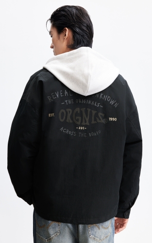杰克琼斯男装春季羽绒服外套时尚字母胶印刺绣休闲复古翻领宽松 商品图3
