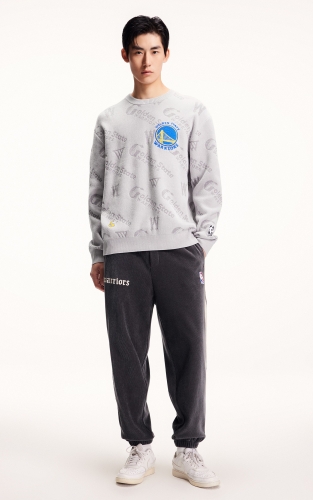 杰克琼斯男装NBA联名勇士队春季日常休闲圆领字母刺绣毛衣针织衫 商品图2