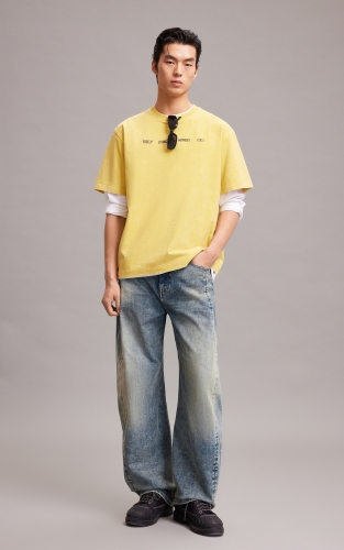 杰克琼斯男装春季新款时尚复古休闲百搭猫须水洗阔腿裤长裤子 商品图2
