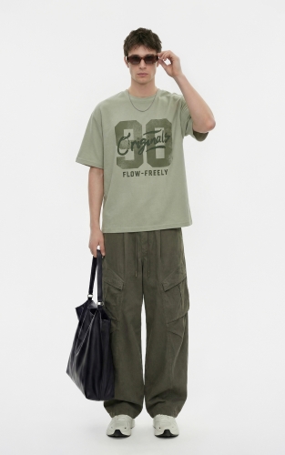 杰克琼斯男装牛仔裤春季新款基础简约纯色超阔工装抽绳腰长裤子 商品图2